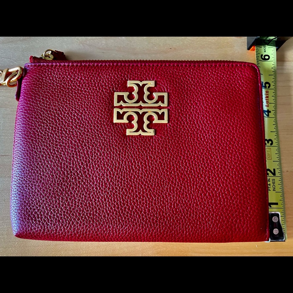 Tory Burch Britten Large Zip Leather Pouch